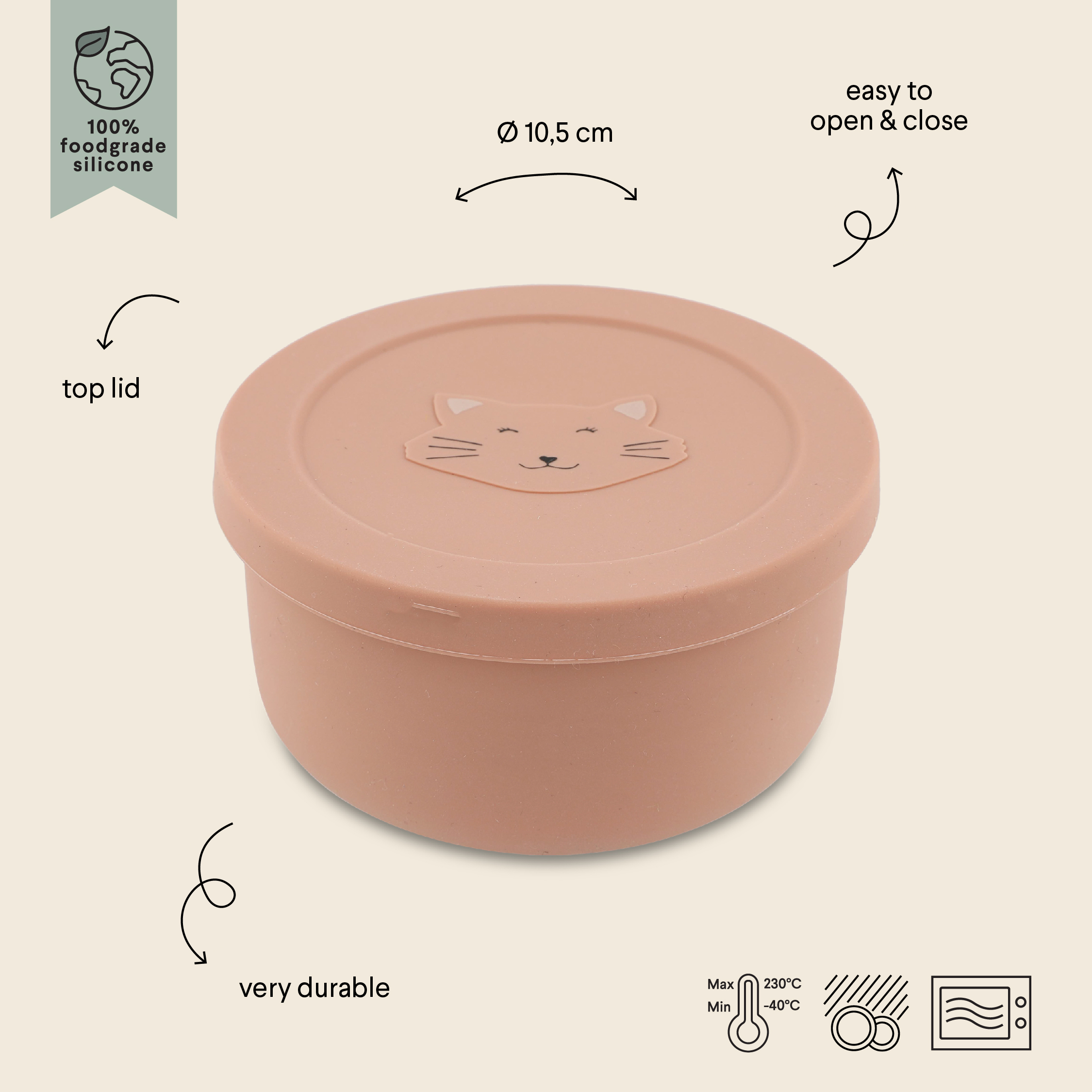 Silicone snack pot with lid - Mrs. Cat
